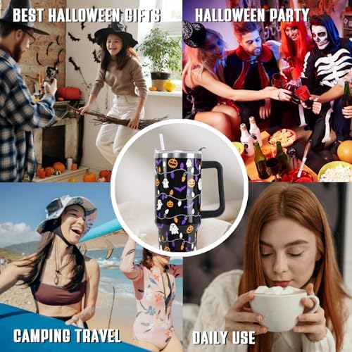 Halloween Tumbler 40oz Ghost Pumpkin Lanterns Goth Gifts for Women-1PCS - Image 7