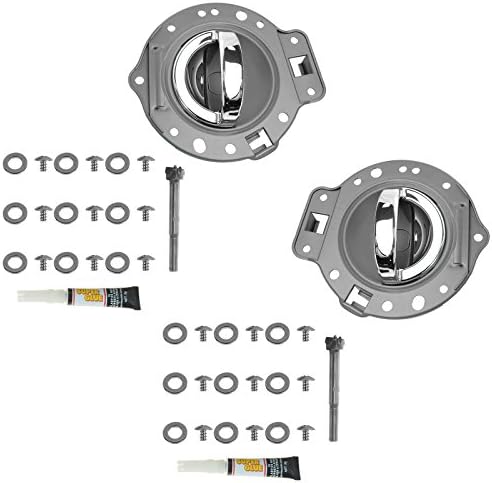 TRQ Door Handle & Bezel Kit Gray & Chrome Front or Rear Pair