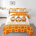 Erosebridal Cute Gnome Comforter Set King Size Pumpkin Bedding Set Maple Leaves Sunflower Fruits Autumn Harvest Down Comforter for Kids Girls Boys Duvet Insert Thanksgiving Orange Room Decor 3Pcs by Erosebridal