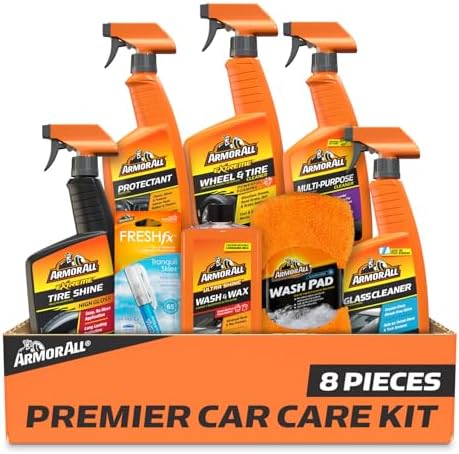 Armor All Ultimate Premier Car Care Kit, 8 Pieces, Includes Tire and Wheel Cleaners, Exterior and Interior Car Cleaning Supplies