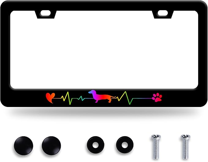 Rainbow Lifeline Love Dog License Plate Frame License Plate Stainless Steel by GORSNKYE