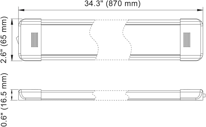 LED Interior Utility Light Fixture 34.2" x 2.6", High Lumen-Output Low Current - Image 2
