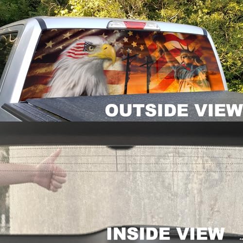 American Flag Decal for Truck, SUV & Car - Eagle Design (65x17in) for Men, Dad, Grandpa, Boyfriend