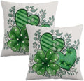 Sweetshow St Patricks Day Pillow Covers 12x12 Inches Lucky Green Shamrock Eucalyptus Heart Throw Pillow Case Set of 2 Irish Spring Pillows Cotton Linen Cushion Cover for Home Couch Sofa Livingroom by Sweetshow