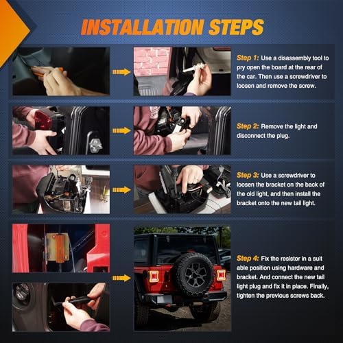 Nilight JL Tail Light LED Smoked Lens DOT APPROVED for 2018-2026 Wrangler