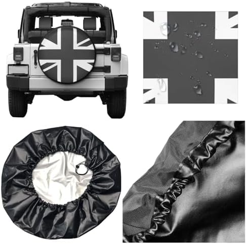 Union Jack Spare Tire Cover UK British Flag Waterproof Wheel Tire Covers Dust-Proof Weatherproof Wheel Tire Protector UV Sun Protection Tyre Cover Universal for RV SUV Truck Trailer Car Travel 15 Inch