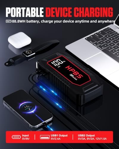 Car Jump Starter - 8000A Peak Jump Starter Battery Pack with DC for Up to All Gas and All Diesel Engines, 12V Portable Battery Jump Starter with 3.0" LCD Display - Image 4