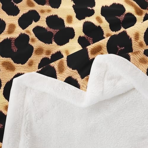 Leopard Print Sherpa Blanket Cheetah Skin Print Throw Blanket Bedroom Living Room Soft Cozy African Wild Animal Blankets Decor for Bed Couch Sofa Black Orange Brown Flannel Blankets 90"x90" - Image 6