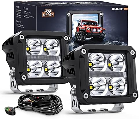 Nilight Pro Series 3.2 Inch Square LED Pod Auxiliary Lights with DRL