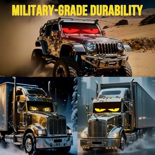 52.4" Large Size Windshield Eyes for Car -Devil Eye Light HCYHNB 5V USB with Customizable APP & Remote Control, Programmable LED Sign for Semi Trucks/Cars (52"x8"-1PC)