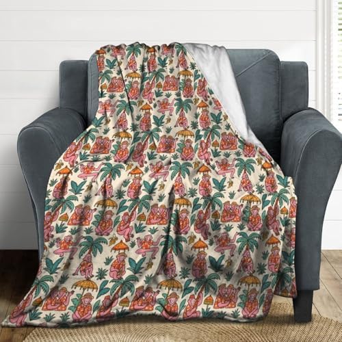 Socira Hawaiian Monkey Blanket Throw Blanket Hawaiian Monkey Gifts for Women Men Soft Sofa Throws for Travel Camping Bed Home Decor Car Birthday Gift 40"*50" （100 * 130cm） by Socira