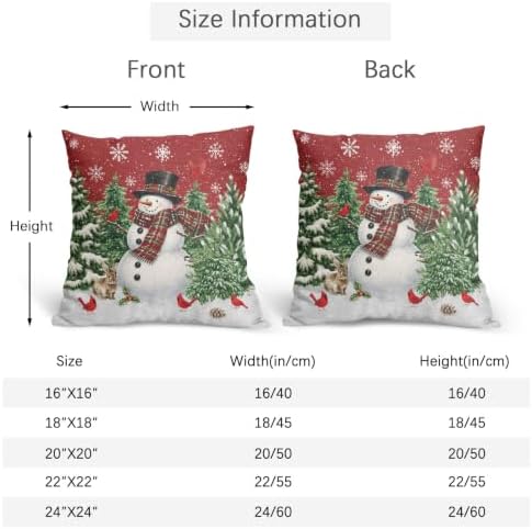 Christmas Snowman Pillow Covers 18x18 Set of 2 Red Highly Absorbent - Image 4