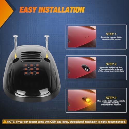 Nilight LED Cab Marker Light Smoke Lens Fits 1999 2000 2001 2002 Dodge Ram
