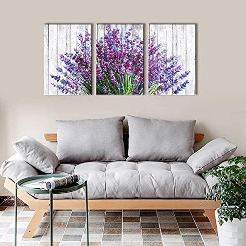 Rustic Lavender Wall Art Purple Flower Painting for Living Room Vintage Farmhouse Purple Bathroom Wall Decor Canvas Prints Floral Posters Kitchen Botanical Pictures Bedroom Home Decorations 12x16" 3P - Image 6