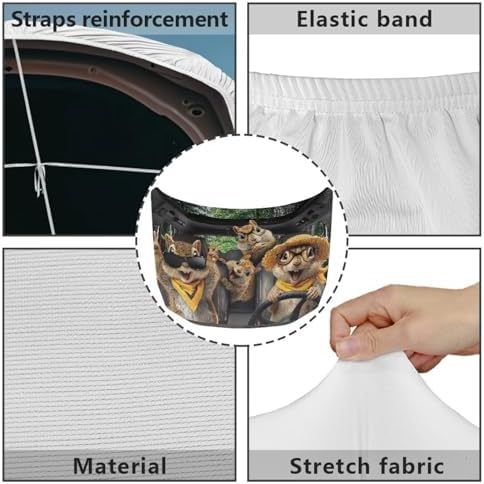 Funny Chipmuck Hood Wraps for Cars Hood Wrap Protector Washable Car Hook Elastic Fabrics Can be Washed Hook Wraps