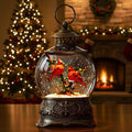 Christmas Snow Globes Water Lantern with Cardinal, Music & 6H Timer, USB Lined/Battery Operated Lighted Lanterns for Xmas Festival Decoration Gifts by ZQQLITE