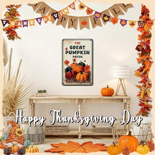 Fall Sign Happy Thanksgiving Vintage Sign The Great Pumpkin Patch 8x12Inch - Image 5