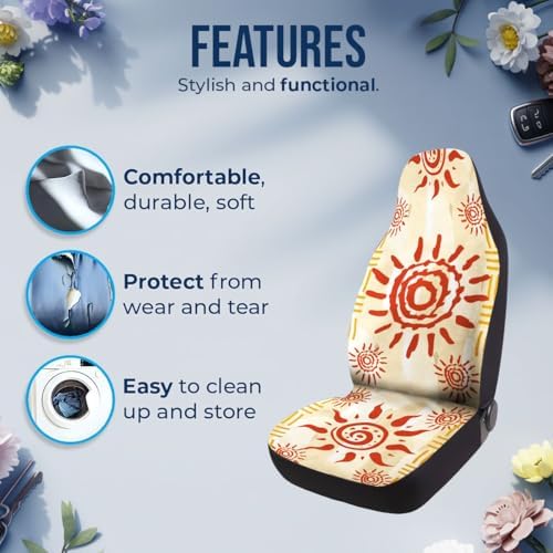 GENANY Celestial Sun Car Seat Covers, 2-Piece Front Seat Set