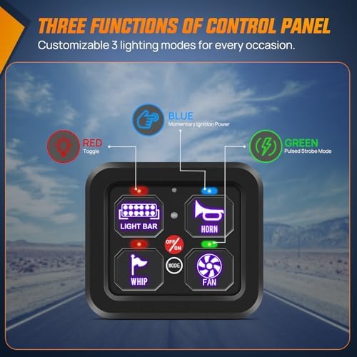 Nilight 4 Gang Switch Panel RGB 12V 24V Circuit Control Relay System