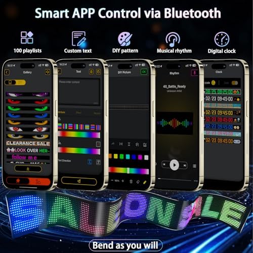 Super RGB Large LED Devil Eye Lights for Windshield 69"x7.5" [Advanced Chip, 100% Synced Dual Screen] Programmable Custom Big LED Cat Eyes Display for Truck/Golf Cart Window with Remote & APP Control