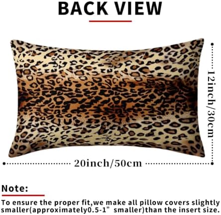 Sweetshow Brown Leopard Pillow Covers Set of 2 Cotton 20x12 Inches - Image 4