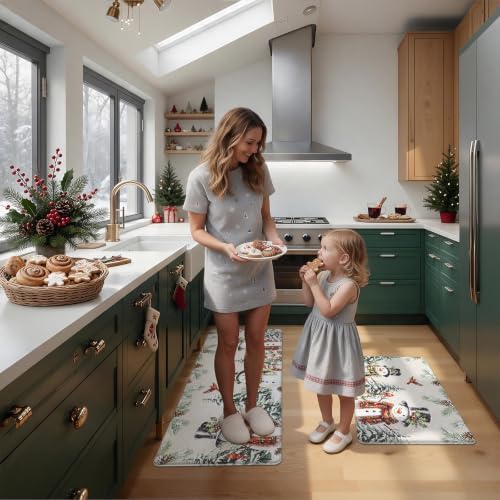 U'Artlines 2Pcs Christmas Anti Fatigue Kitchen Rugs and Mats, Snowman,Tree - Image 6