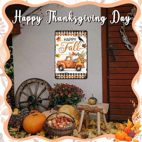 Fall Sign Thanksgiving Day Pumpkin Vintage Tin Sign Happy Fall 8x12Inch - Image 6
