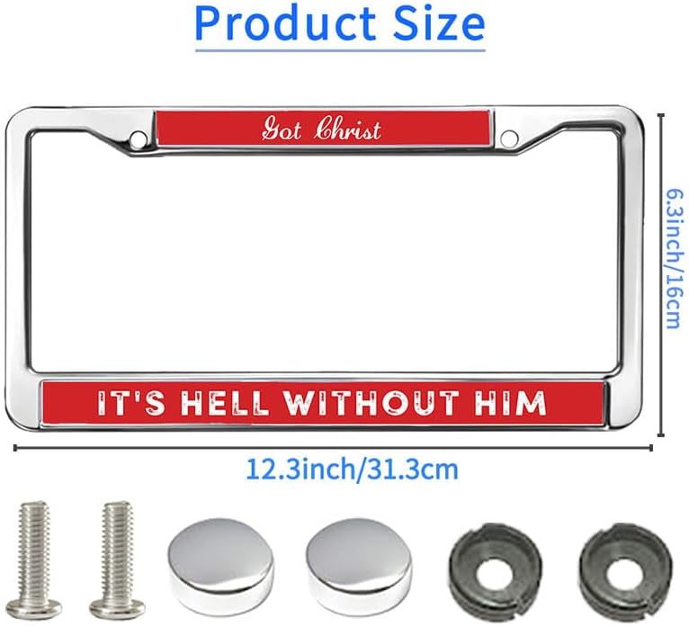 Without Jesus is The Hell License Plate Frame Religious God is Faithful Two-Hole License Plate Frame Jesus Saves License Plate Frame for Thanksgiving with Chrome Screw Caps