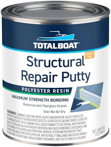 TotalBoat Polyester Structural Repair Putty - Marine Grade Long Strand Fiber Fiberglass Reinforced Filler for Boat and Automotive Repair by TotalBoat