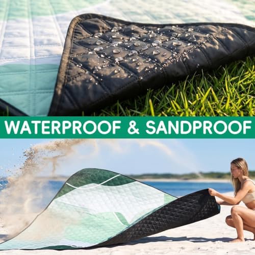 RYCHIC Waterproof Beach Blanket Picnic Outdoor Camping Mat Rug Oversized Extra Large Foldable Sandproof Sand Free Big XL Giant Towel Hawaii Honeymoon Essentials Women Summer Must Have Vacation Gift - Image 5