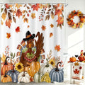 Turkey Shower Curtain, Fall Autumn Thanksgiving Day Pumpkins Maple Leaves Sunflower Harvest Bathroom Curtain for Home Decor Waterproof Fabric Machine Washable with 12 PCS Hooks,72" Wx84 L by Caheansi