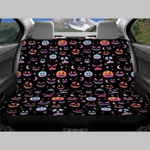 Pumpkin Car Rear Seat Covers,Auto Back Seat Protector Decoration Non-Slip Mat Flat Cloth Vehicles Rear Bench Cover for Women Men