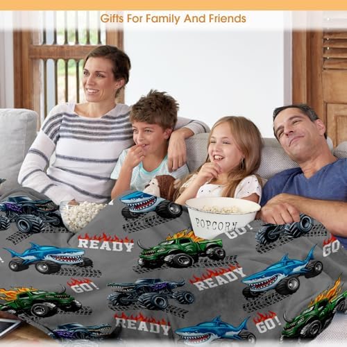 Car Shark Blanket Gifts for Adults Men Women Boys Girls Birthday Christmas Halloween Easter Dad Husband Boyfriend Son Throw Blanket 60"x80" - Image 5