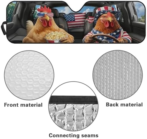 Renewold Car Windshield Sunshade Auto Front Window Sun Shade for Jeep Wrangler JK JKU JL 1997-2023 Funny Rooster Driving Sun Visor Car Window Shade Shield Blocker Compatible with Jeep Gladiator JT