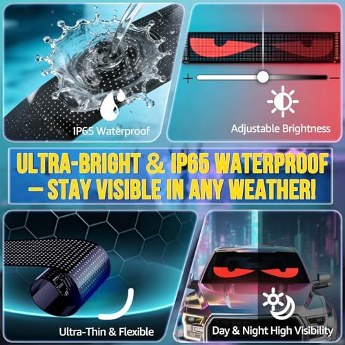 2PCS 23"x5" Dual Sync Devil Eyes Windshield LED
