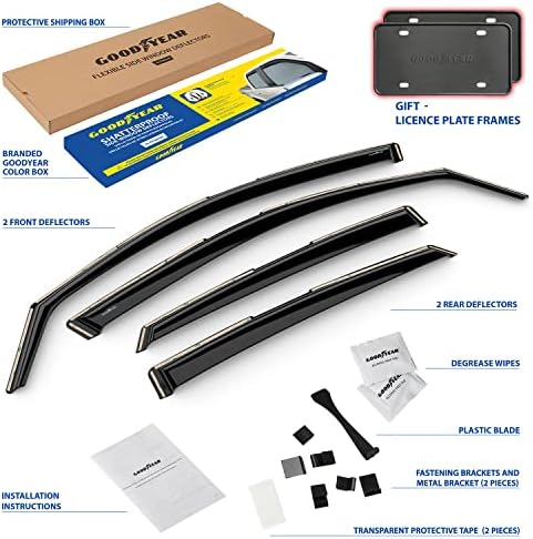 Goodyear Shatterproof in-Channel Window Deflectors for Honda Civic 2016-2021 Sedan, Rain Guards, Window Visors for Cars, Vent Deflector, Car Accessories, 4 pcs - GY008069