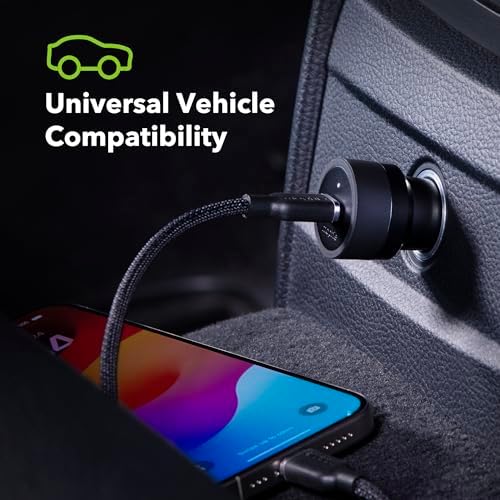 Mophie 30W USB-C Car Charger - Eco-Friendly Fast Charging for Devices, LED Indicator, Universal AUX Compatibility
