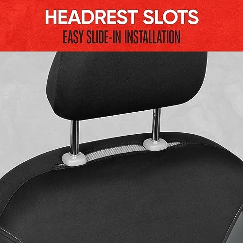 Motor Trend SpillGuard Seat Covers for Cars Trucks SUV – Gray Seat Covers with Waterproof Neoprene Lining, Automotive Car Seat Covers for Front Seats Only, Forros Para Asientos de Carro