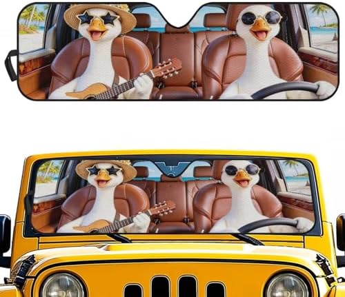 Renewold Funny Goose Automotive Windshield Sunshade Front Window Sun Visor Foldable Keep Cool Sun Shield Cover Car Window Shade Fit for Jeep Wrangler JK JL 2/4 Door Jeep Gladiator JT 2020-2023