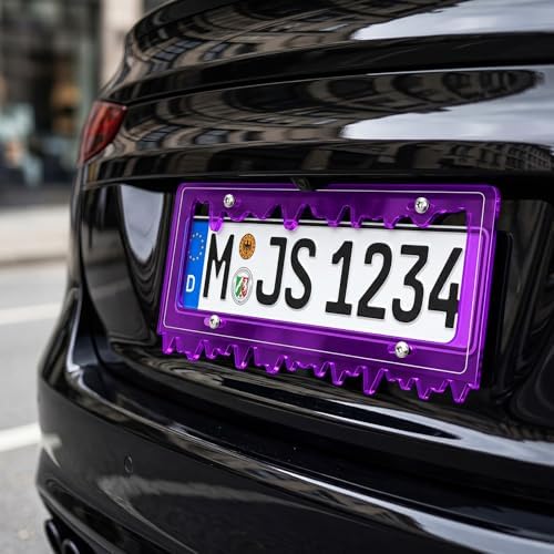 Timtin 1 Set Fluorescent Purple License Plate Frame, Style 1