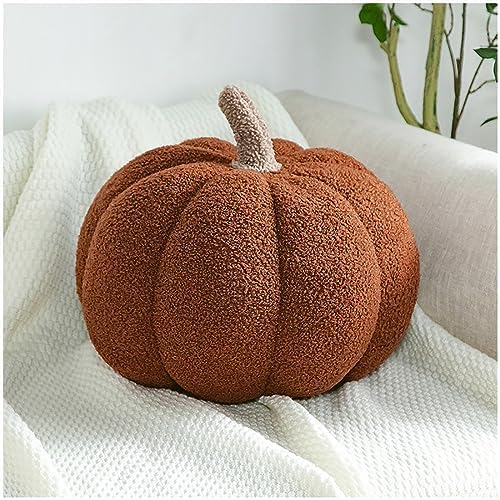 Fluffy Pumpkin Pillow Brown Plush Pumpkin Stuffed Tough Halloween Pumpkins Decorative Couch Throw Pillow Soft Cute Pumpkin Pillow Gift,7.87" by Eoieov