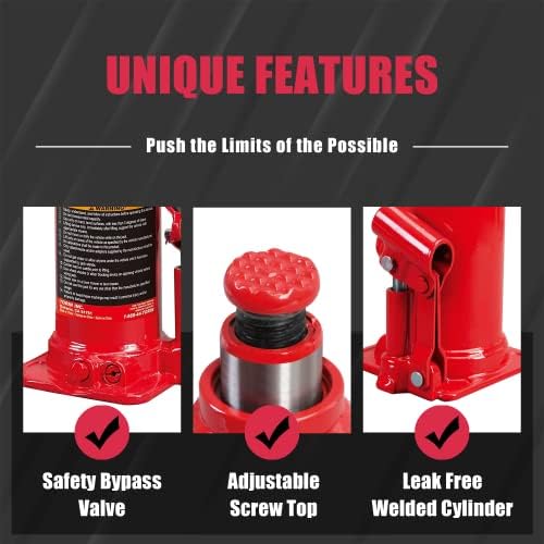 BIG RED T92003B Torin Hydraulic Welded Bottle Jack, 20 Ton (40,000 lb) Capacity, Red (Pack of 2) - Image 3