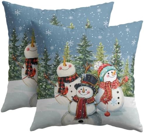 Christmas Snowman Pillow Covers 16x16 Set of 2 Blue Highly Absorbent by Unknown