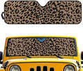 Renewold Leopard Print Automotive Front Windshield Sunshade for Jeep Wrangler Sunlight UV Rays Heat Blocker Sun Visor Shield Suitable for Jeep Gladiator JT 2020-2023 Car Accessories Interior Sun Shade