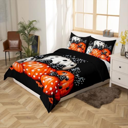 Erosebridal Boys Fall Pumpkin Harvest Comforter Cover, Happy Thanksgiving Duvet Cover Full for Kids Teens Adult Bedroom,Maple Autumn Leaves Bedding Set Rustic Farmhouse Barn Door Bedspread Cover - Image 3