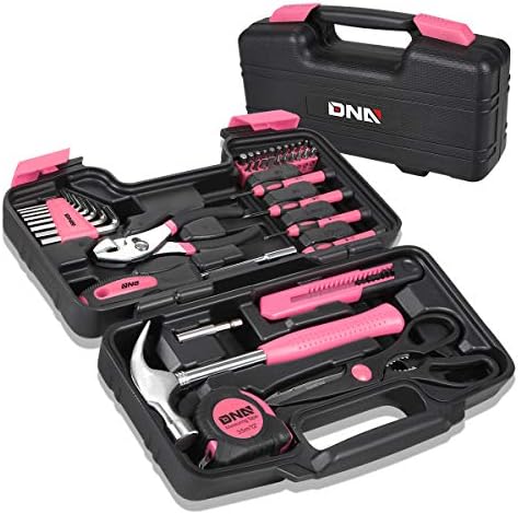 DNA MOTORING 39-Piece Portable Car Emergency Tool Kit, Home Repair Tool Kit, With Storage Box, Suitable For Home Diy, Car Repair, and Roadside Emergencies, Pink,TOOLS-00009 by DNAMOTORING-Tools