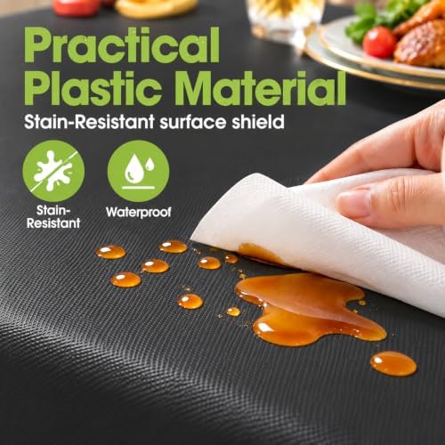 QIKSION 2 Pack Black Plastic Tablecloth, Black Table Cloth Disposable - Image 3