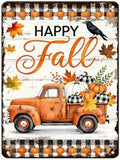Thanksgiving Day Pumpkin Retro Tin Sign Happy Fall Vintage Wall Art for Hotel Bedroom Office Dining Room 12x16Inch by Unknown