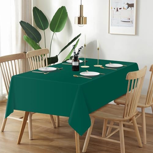 QIKSION 2 Pack Dark Green Table Cloth Plastic, Emerald Green Tablecloth - Image 2