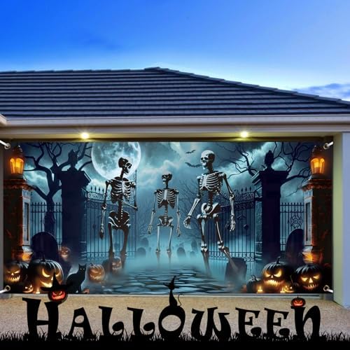 Preboun Skeleton Halloween Garage Door Decorations Cover Outdoor 7x16 ft - Image 6